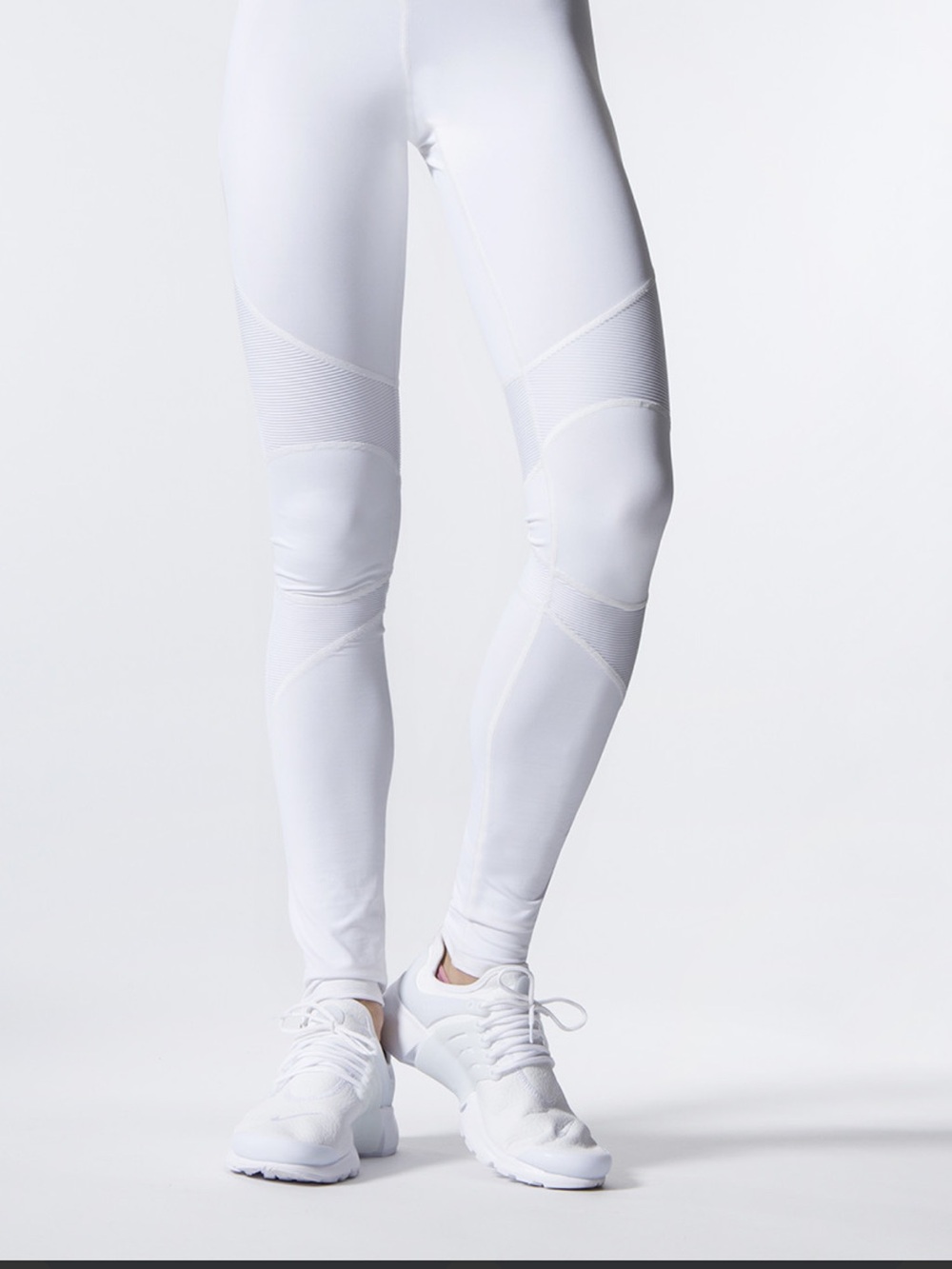 White Michi Moto White Zipper Leggings